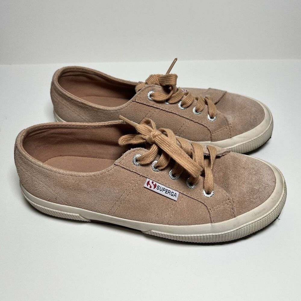 Superga 2750 Beige Suede Low Top Lace-Up Sneakers Women US 6.5 EU 37
